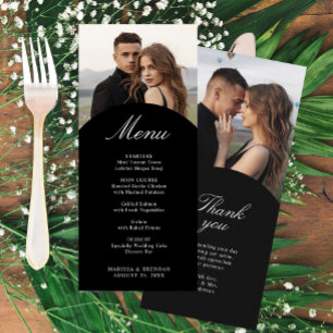 Cartão de Menu de Casamento de Foto Simples e Mode