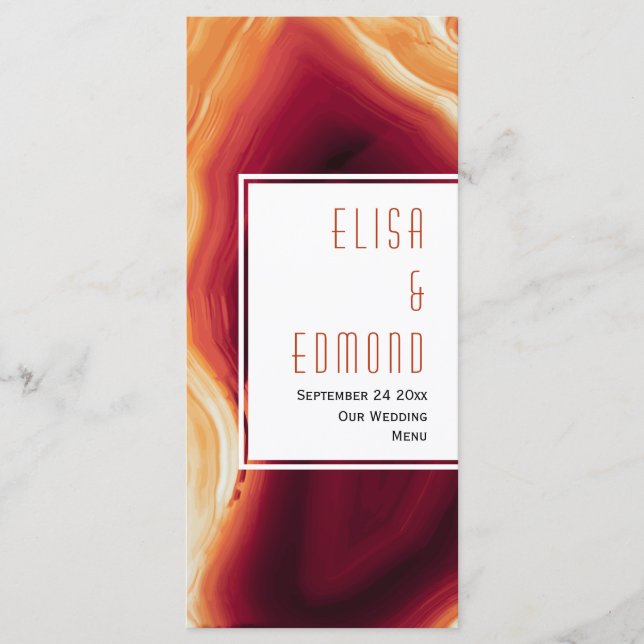 Cartão de menu de casamento de geodos de fatia ver (Frente)