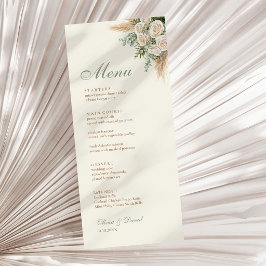 Cartão de Menu de Casamento de Grama das Pampas Be