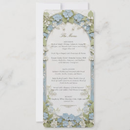 Cartão de Menu de Casamento de Hydrangea Azul