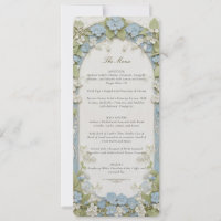Cartão de Menu de Casamento de Hydrangea Azul