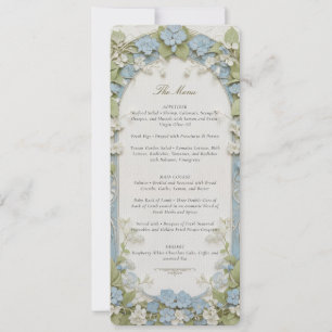 Cartão de Menu de Casamento de Hydrangea Azul
