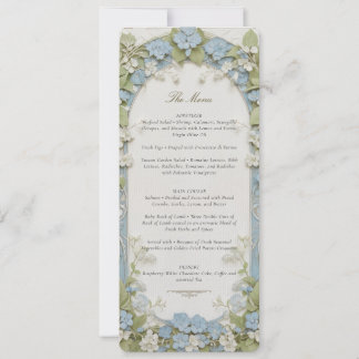 Cartão de Menu de Casamento de Hydrangea Azul