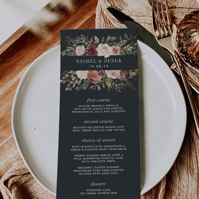 Cartão de Menu de Casamento de Jardim à Luz (Criador carregado)