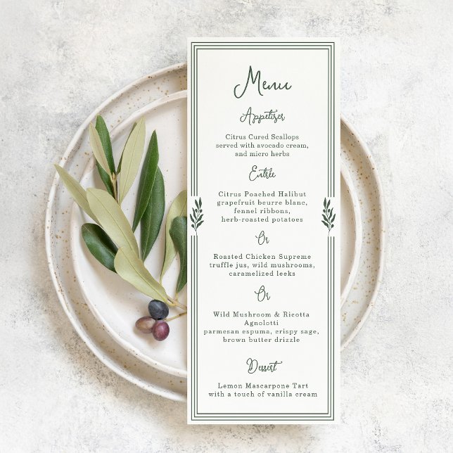 Cartão de Menu de Casamento de Jardim com Galho de (Criador carregado)