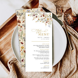 Cartão de Menu de Casamento de Jardim de Flor Selv