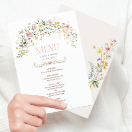 Cartão de Menu de Casamento de Jardim de Flores Mo