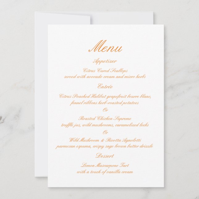 Cartão de Menu de Casamento de Jardim de Verão Ran (Frente)