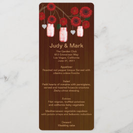 Cartão de Menu de Casamento de Jars Red Mason Rust