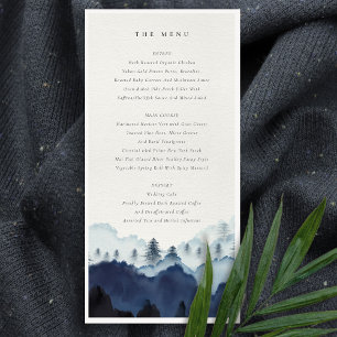 Cartão de Menu de Casamento de Montanha Pine Azul