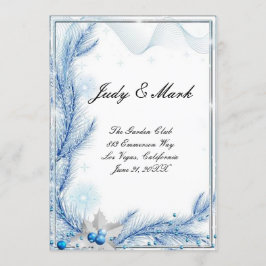 Cartão de Menu de Casamento de Natal de Inverno de
