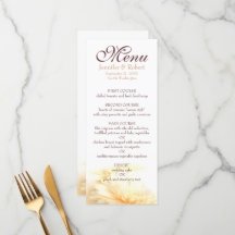 Cartão de Menu de Casamento de ouro