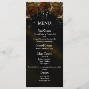 Cartão de Menu de Casamento de Outono com Rosas Fl