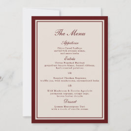 Cartão de Menu de Casamento de Outono em Borgonha