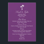Cartão de Menu de Casamento de Palm Trees - Roxo<br><div class="desc">Um design contemporâneo com um toque de sabor tropical,  esta coleção de Palm Trees faz um complemento elegante para sua celebração à beira-mar. Componentes correspondentes disponíveis em berryberrysweet.com</div>
