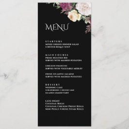 Cartão de Menu de Casamento de Peônias Burgundy Pr