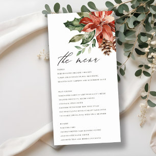Cartão de Menu de Casamento de Pine de Poinsettia 