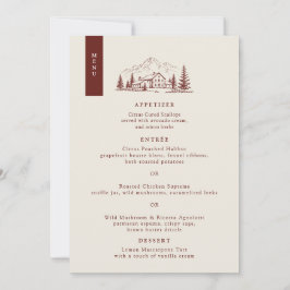 Cartão de Menu de Casamento de Pinheiro Borgonha