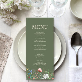 Cartão de Menu de Casamento de Prados de Flor Selv
