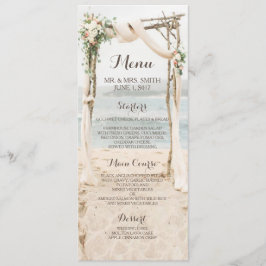 Cartão de Menu de Casamento de Praia Arbor