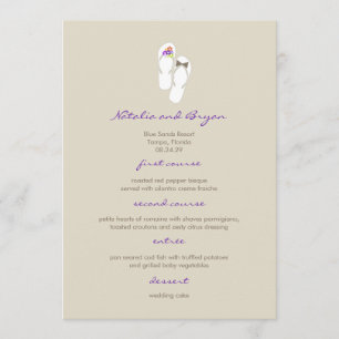 Cartão de Menu de Casamento de Praia do Sr. e Sra.