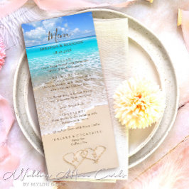 Cartão de Menu de Casamento de Praia Tropical do B