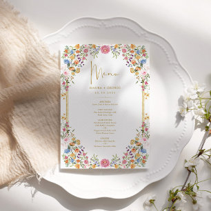 Cartão de Menu de Casamento de primavera das flore