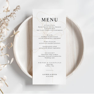 Cartão de Menu de Casamento de Rosa Ilustrado