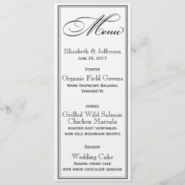 Cartão de Menu de Casamento de Script Branco e Pre