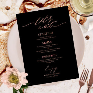 Cartão De Menu De Casamento De Script Chic Eat De