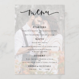 Cartão de Menu de Casamento de Script de Plano de 