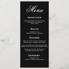Cartão de Menu de Casamento de Script Elegante Pre