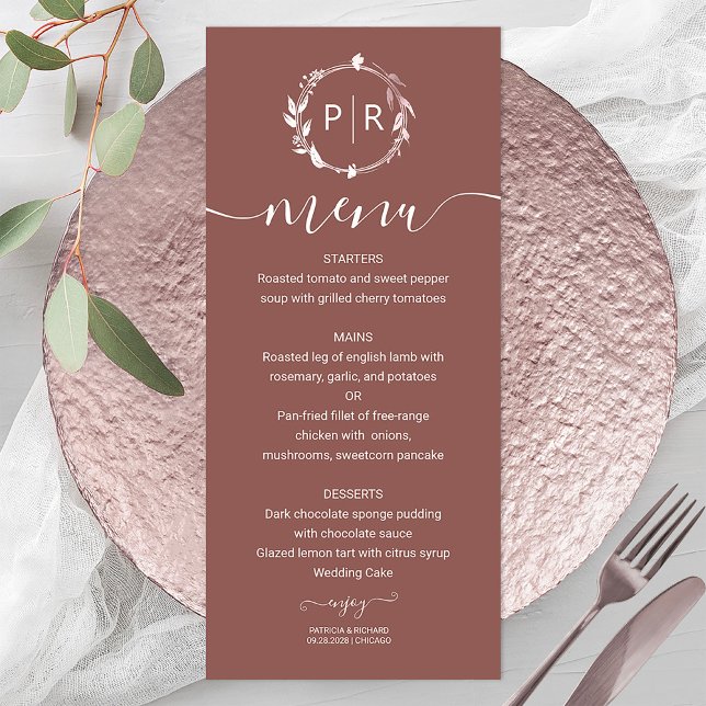 Cartão de Menu de Casamento de Terracota (Criador carregado)