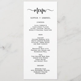 Cartão de Menu de Casamento de Tipografia Minimali