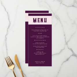 Cartão de Menu de Casamento de Tipografia Real Cri