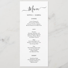 Cartão de Menu de Casamento de Tipografia Simples 