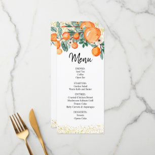 Cartão de Menu de Casamento de Verão Laranja
