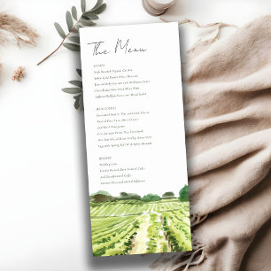 Cartão de Menu de Casamento de Vinícola Verde Aqua