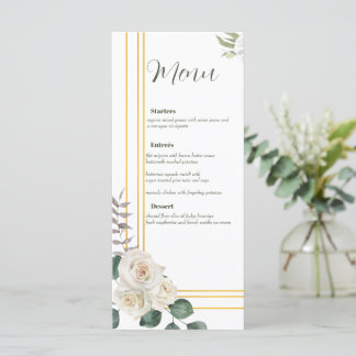 Cartão de Menu de Casamento de Wreath Floral de Wa