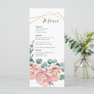 Cartão de Menu de Casamento de Wreath Floral de Wa