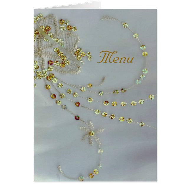 Cartão de Menu de Casamento Deco do ouro (Frente)