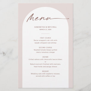 Cartão de menu de casamento do Arch Boêmian Modern