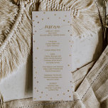 Cartão de Menu de Casamento do Bolinhas Dourado<br><div class="desc">Este cartão de cardápio de bolinhas de ouro é perfeito para um casamento elegante. O simples design apresenta um confete de ouro chic sobre um fundo de champanhe cremoso com uma bela caligrafia de folha de ouro falsa e um marinho de cobertura azul. Nota: Este design não apresenta folha de...</div>