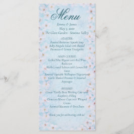 Cartão de Menu de Casamento do Flor de Cereja Azul