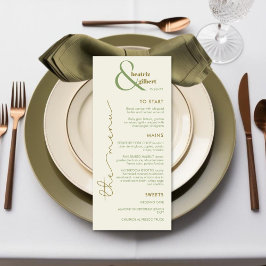 Cartão de Menu de Casamento do Monograma e Ampersa