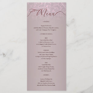 Cartão de Menu de Casamento do Ornamentado Beige D