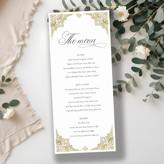 Cartão de Menu de Casamento do Ornamentado Clame G (Criador carregado)