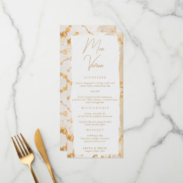 Cartão de Menu de Casamento Dourado de Abstrato de