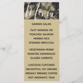 Cartão de Menu de Casamento Dourado e Preto