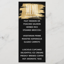 Cartão de Menu de Casamento Dourado e Preto